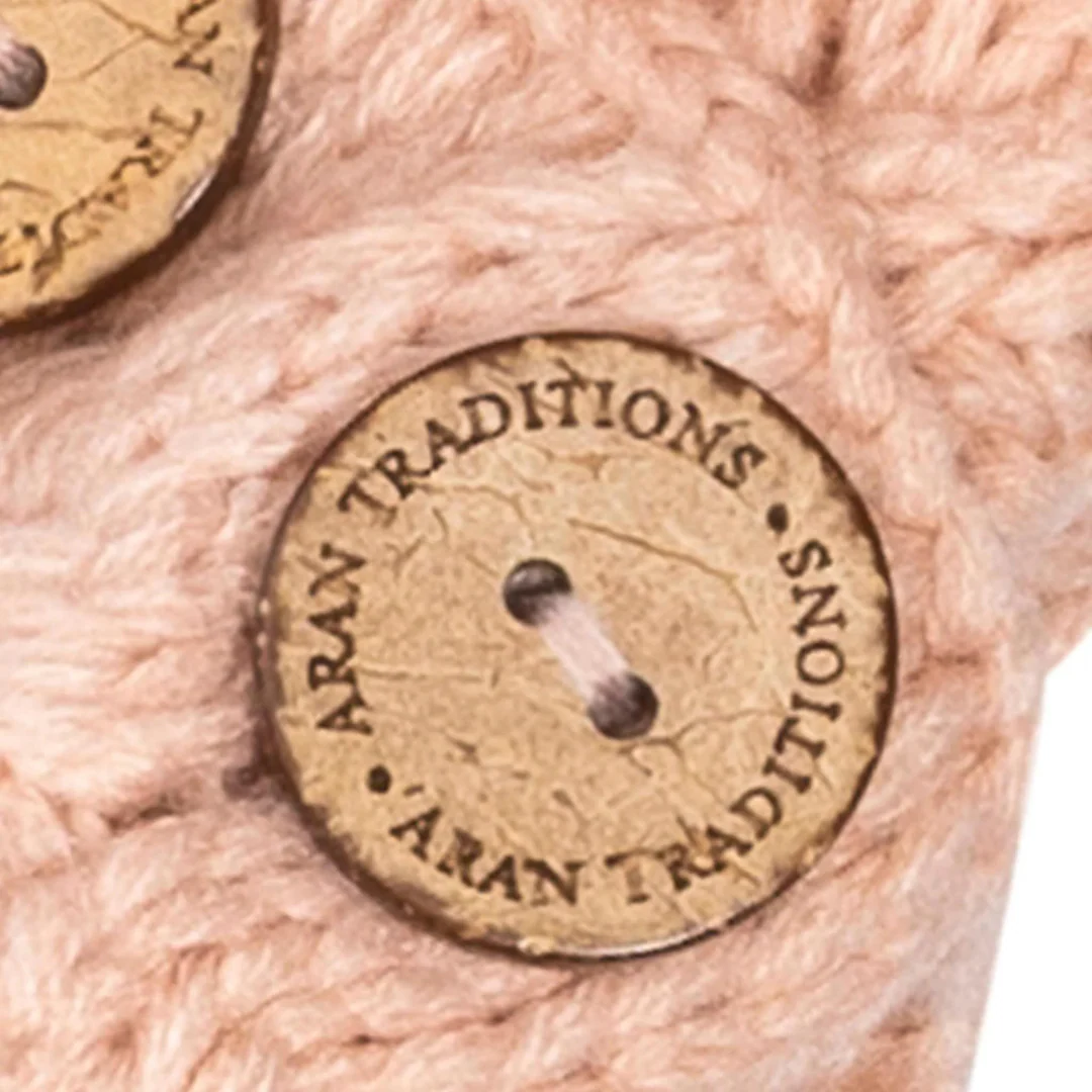 Aran Knit Style Button Scarf Blush - Image 3