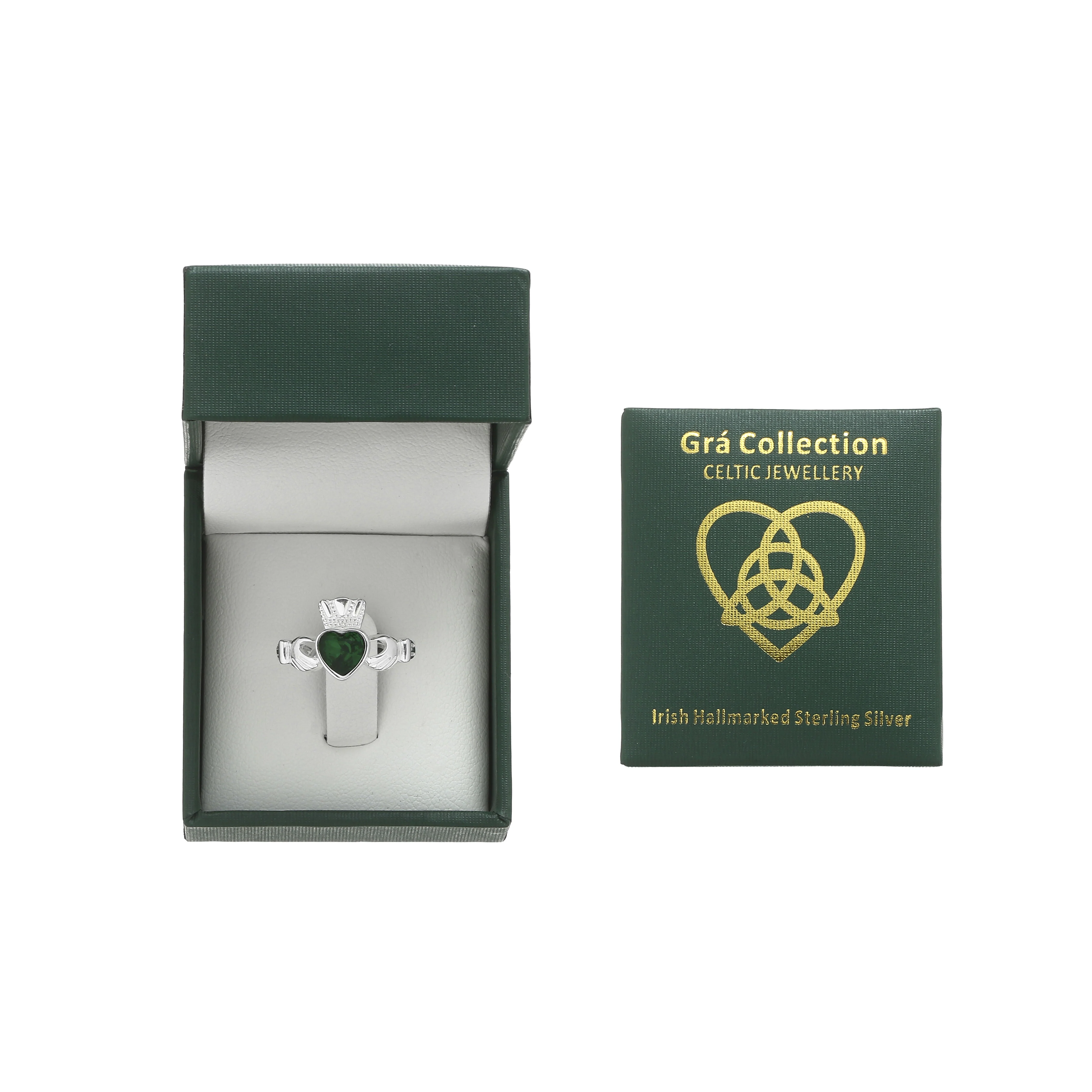 Grá Collection Claddagh Ring With Stone Sterling Silver - Image 3