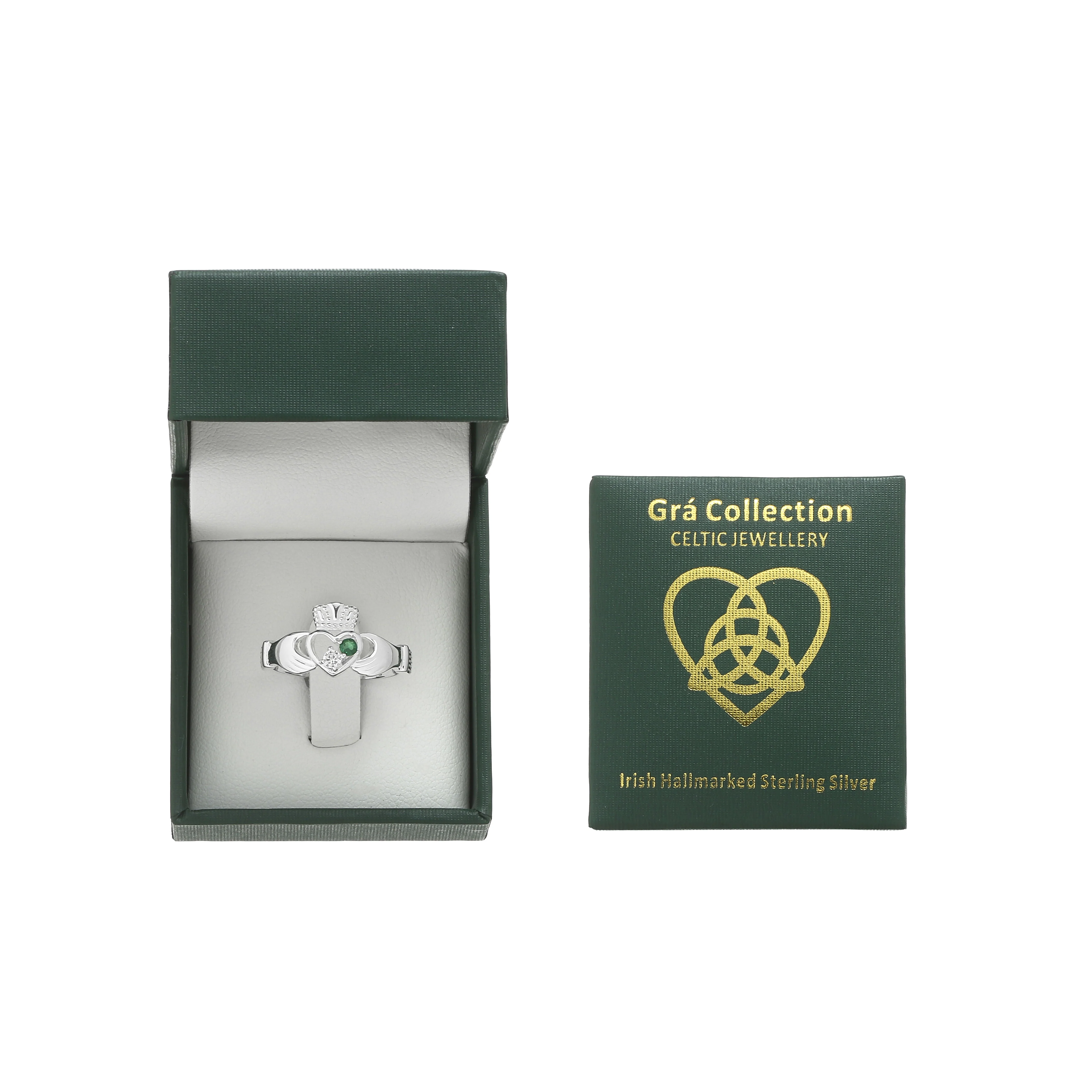 Grá Collection Claddagh Ring With Stones Sterling Silver - Image 3