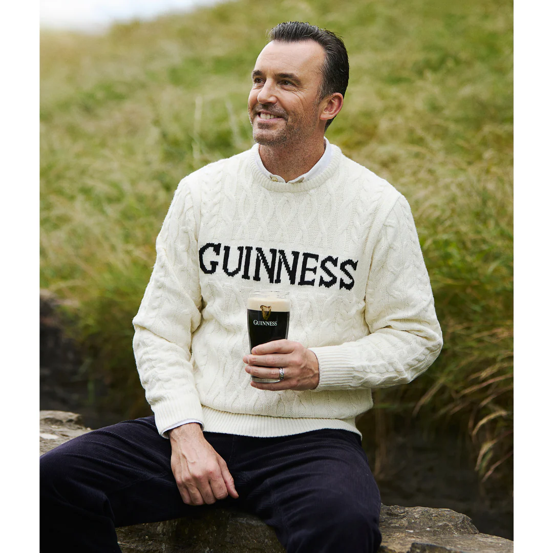 Guinness Aran Knit White Sweater - Image 4