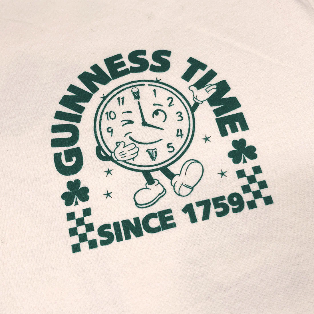 Guinness Cream & Green Time Clock T-Shirt - Image 5