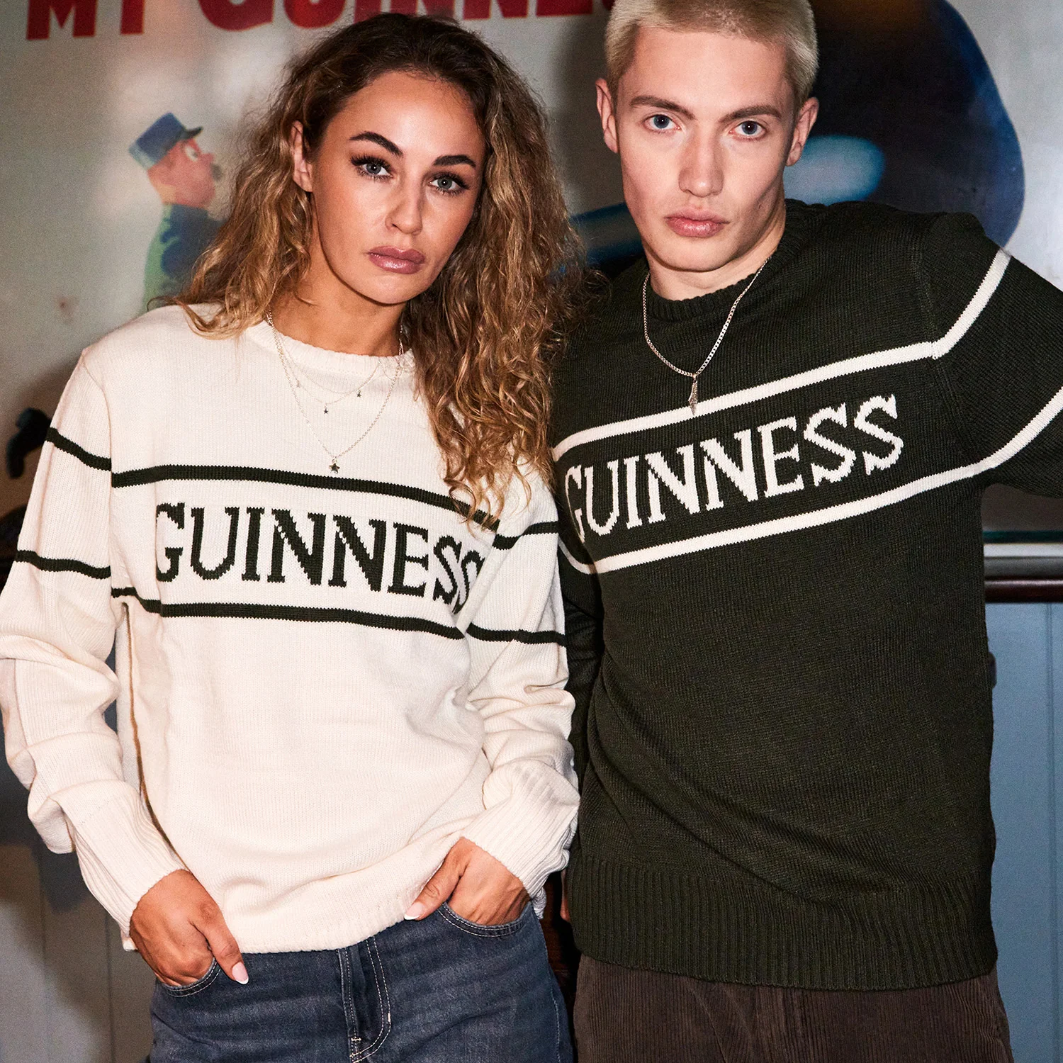 Guinness Mens' Green & Cream Knit Sweater - Image 3