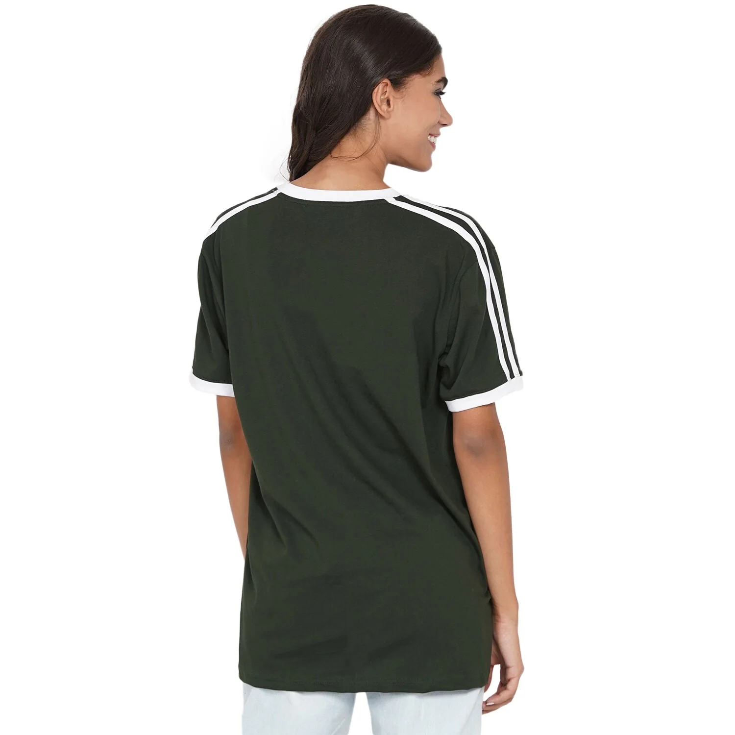 Ladies Ireland Originals Stripes T Shirt Forest Green - Image 3