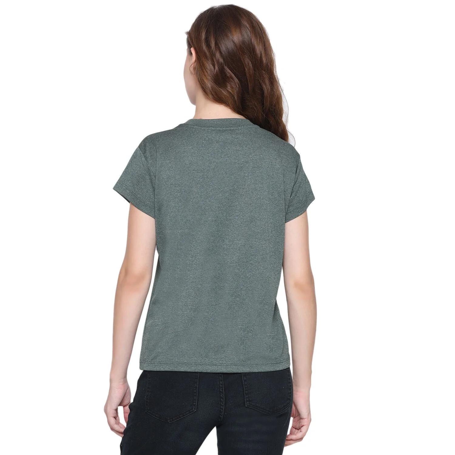 Ladies Ireland Stamps Stars T-Shirt Green Melange - Image 3