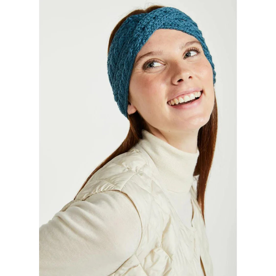 Ladies Super Soft Merino Wool Teal Crossover Headband - Image 4