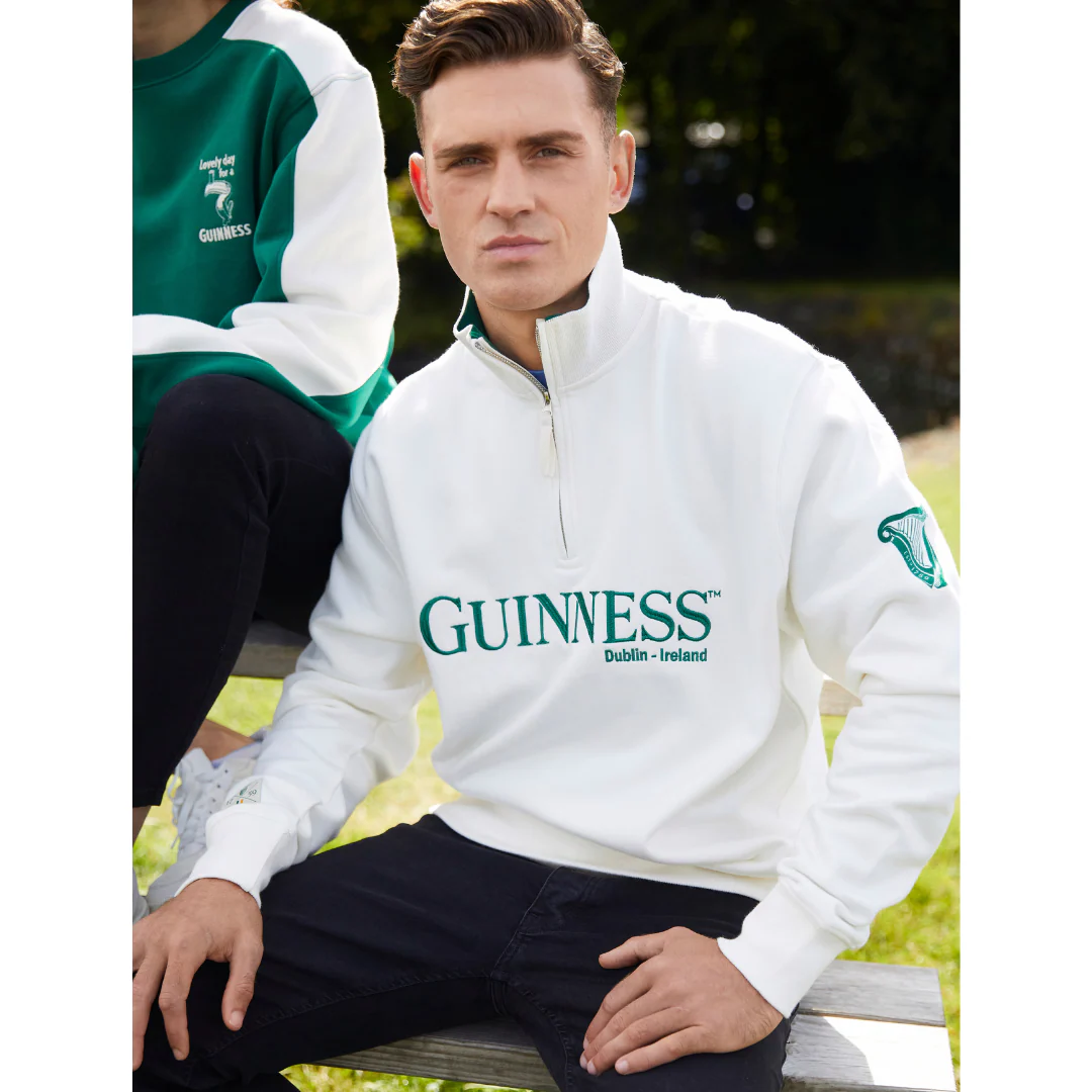 Men's Guinness Quarter Zip Fleece Cream - Image 4