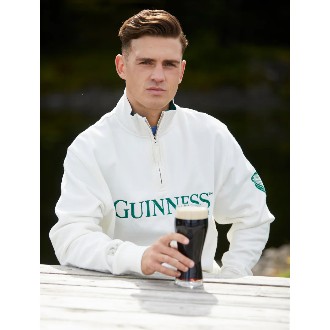 Men's Guinness Quarter Zip Fleece Cream - Image 6