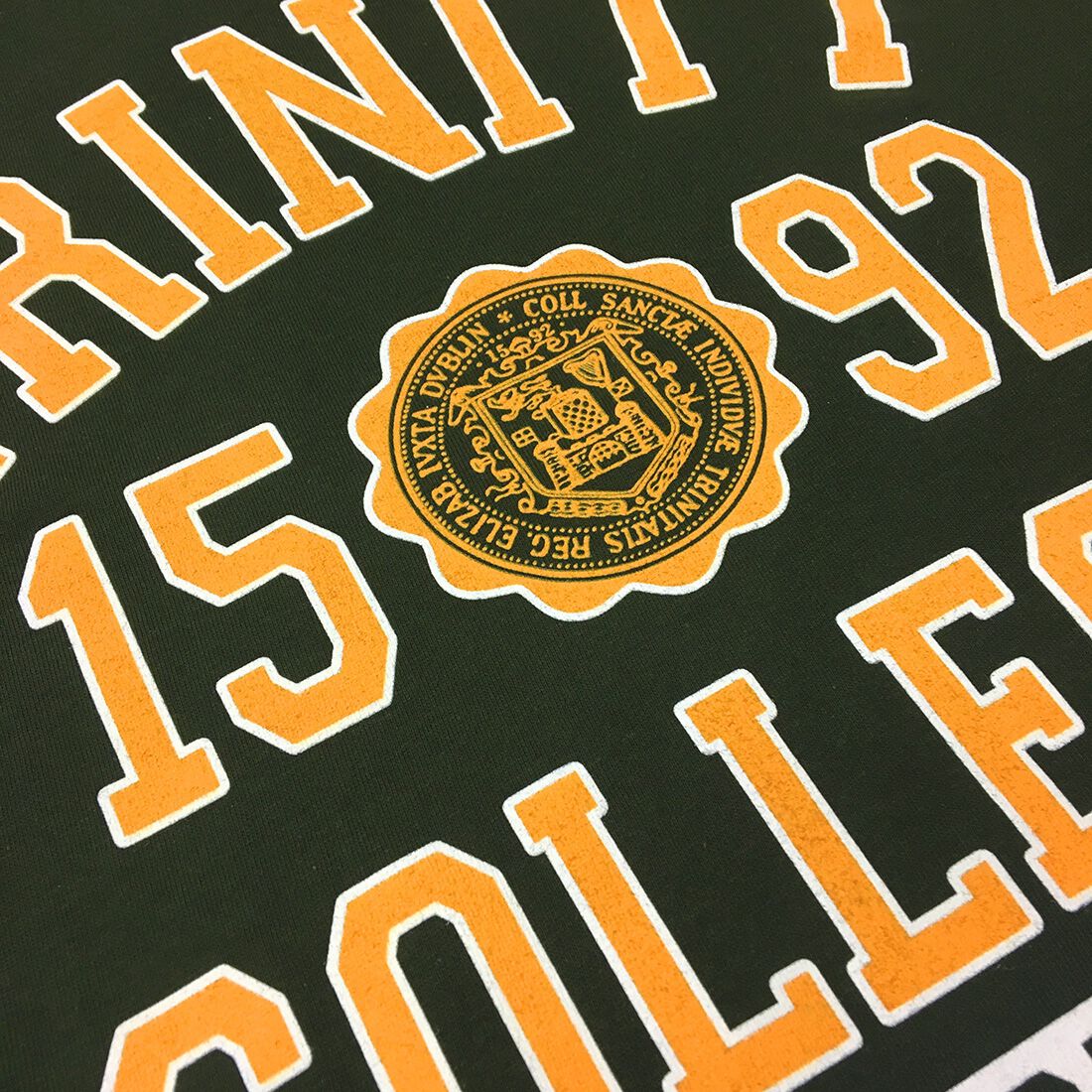 Trinity College Dublin Varsity Bottle Green and Yellow Print T-Shirt - Image 3